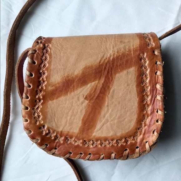 Handmade leather mini bag - embossed & painted - Picture 3 of 3